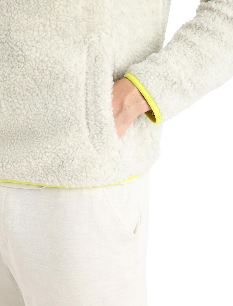 Bluzy Z Kapturem Icebreaker RealFleece™ Merino High Pile Long Sleeve Half Zip Męskie Białe | PL 1697OKIR